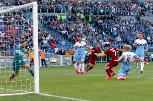 Roma, 25/5/2015. Trentasettesima giornata del campionato Serie A/TIM 2014/15, incontro Lazio-Roma. Nella foto: Manuel Iturbe porta in vantaggio i giallorossi. (Foto Pruneti-Bertea/Komunicare)