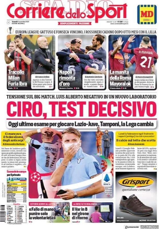 Prime Pagine,Prime pagine quotidiani,Prime pagine quotidiani sportivi