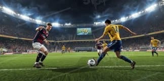 a gameplay of virtual sport about soccer