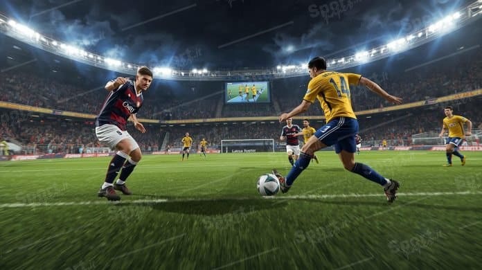 a gameplay of virtual sport about soccer
